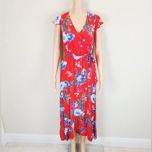 Band Of Gypsies Red Floral Maxi Dress